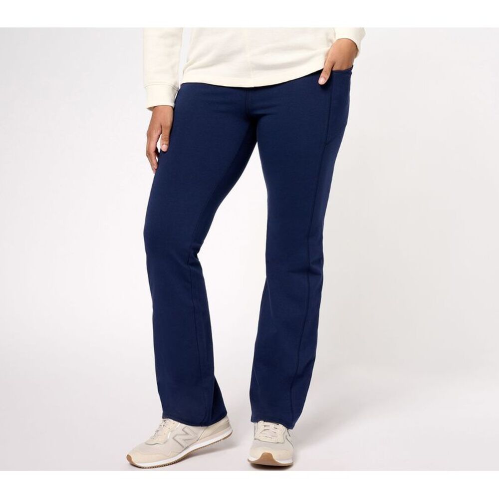 Denim & Co. Women's Petite Pants PXS Active Duo Lightly Boot Pant w Black